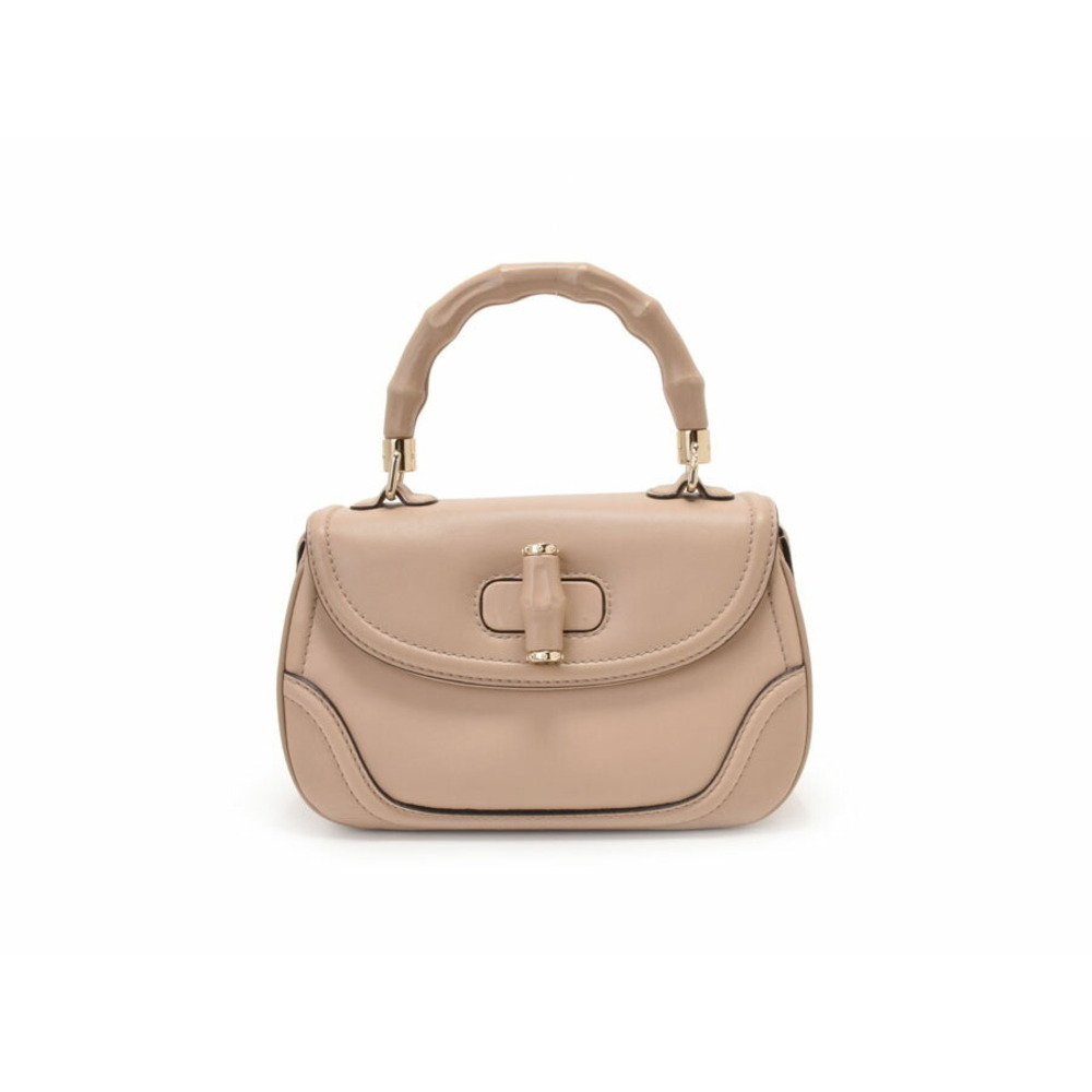 Gucci GG Handle Bamboo Handbag Beige Tan Top 2way - Picture 2 of 11